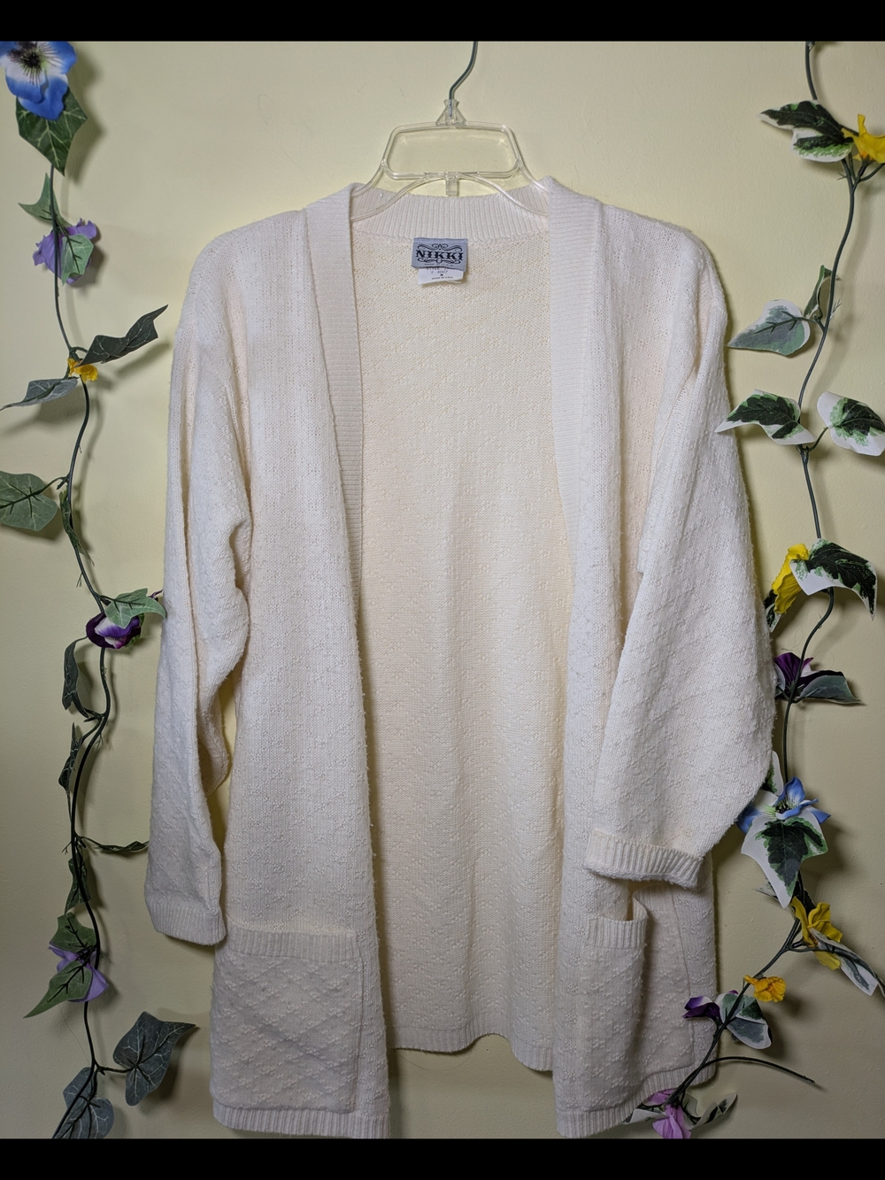 Vintage Nikki Open-Front Cream Cardigan Sweater